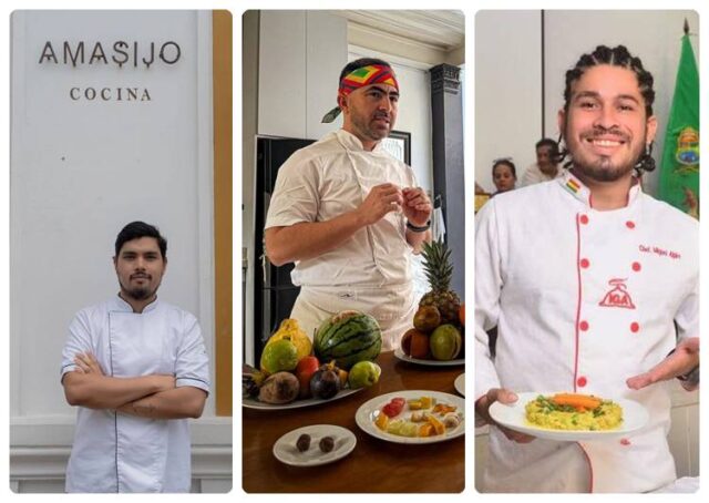 Andres camilo gonzalez - Cali / Romario Jose Acosta - Cartagena de Indias / Miguel Alpire - Trinidad The Food Capitals Summit Castelldefels Chefs